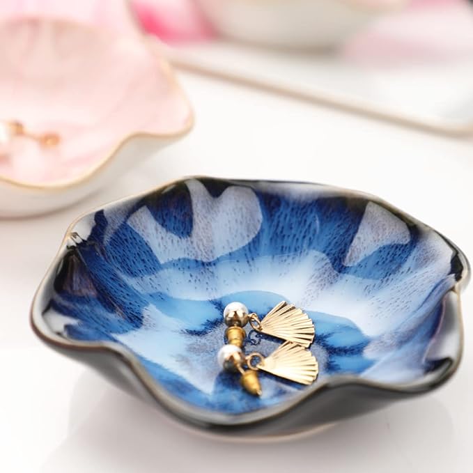 Ceramic Jewelry Dish,Leaf Jewelry Tray Key Tray,Small Ring Dish Holder Decorative Jewelry Plate Trinket Dish Catchall Tray Nightstand Decor for Entryway Table Room Decor Stocking Stuffers for Women