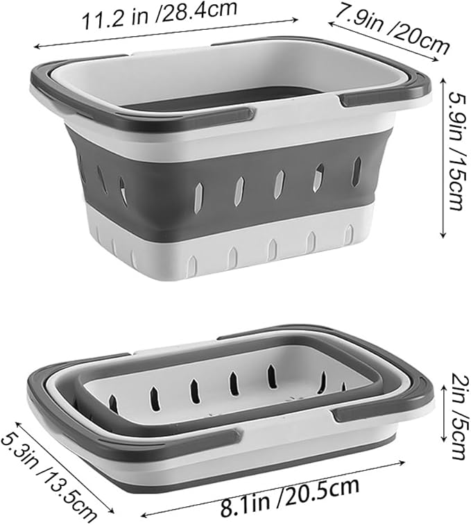 Portable Folding Plastic Bath Caddy with Handle, Perforated, Travel Bathroom Organizer for Bedroom, Bathroom, Shower, Dorm Room, Camping and RV Use (Grey, 1 pack)