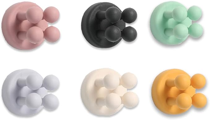 6 Pcs Silicone Waterproof Toothbrush Holders,Multi-Function Self Adhesive Hooks for Hanging Key Clothes Towel Cable for Kitchen Bathroom Home Office Mixed（6pcs）