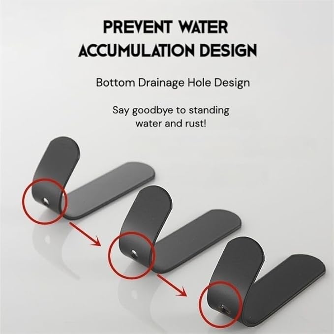 Metal Adhesive Hooks,10 Pcs, Heavy Dut Hold 3Lbs, Stainless Steel Wall Sticky Hooks for Hat, Coat, Towel, Backpack, Home Decorative Accessories (10, Black)