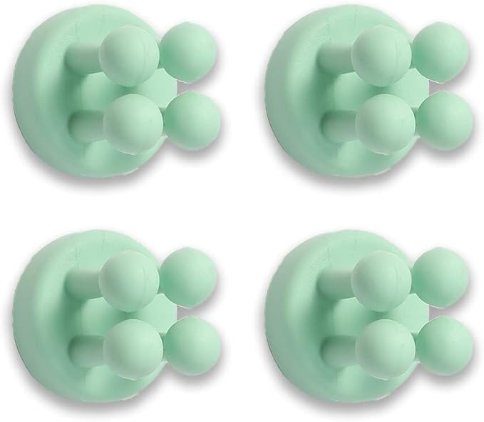 4 Pcs Silicone Waterproof Toothbrush Holders,Multi-Function Self Adhesive Hooks for Hanging Key Clothes Towel Cable for Kitchen Bathroom Home Office Green