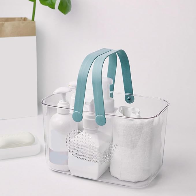 NUOBESTY Whale-shaped Bathroom Organizer Basket with Handle, Large Capacity Blue Plastic Shower Caddy for Home, Portable Plastic Storage Bin for Toiletries and Laundry