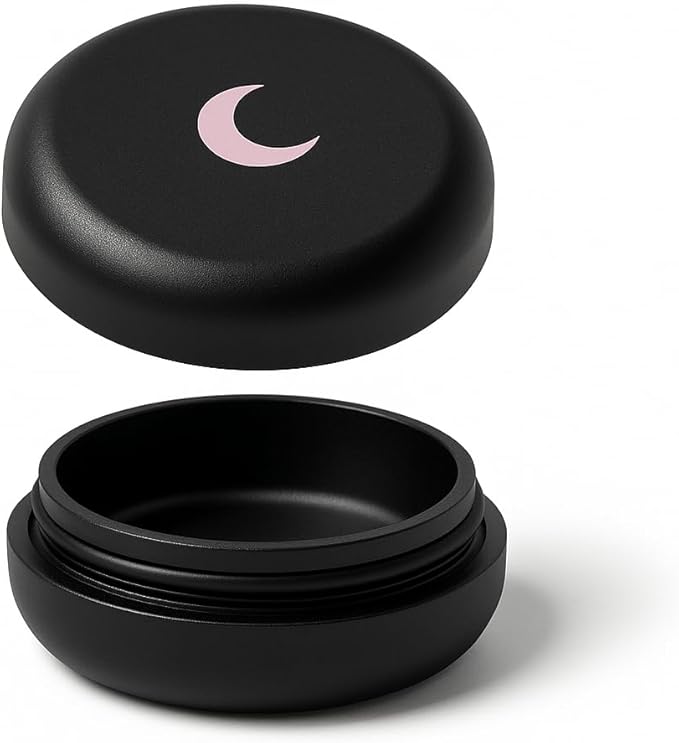 Brando Moon Small Metal Pill Container - 2.1 x 0.9” Pocket Size Portable Pill Box Case – Sturdy Storage Organizer for Coffee, Pills and other Small Components while Traveling