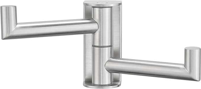 Brushed Nickel Double Swivel Towel Hook, 304 Stainless Steel Folding Clothes Hanger, Wall Mounted
