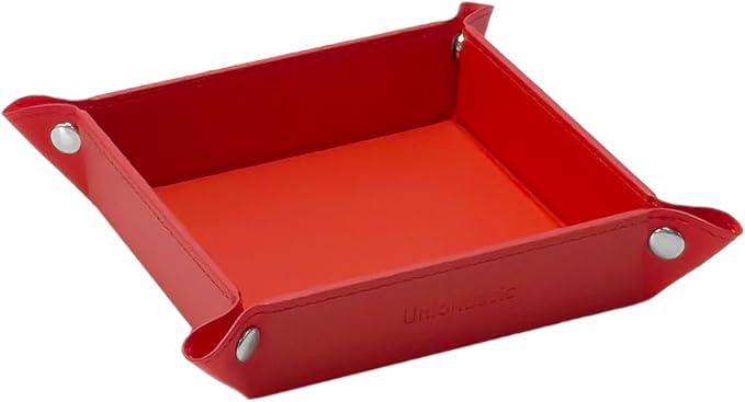 UnionBasic Small Valet Tray, Jewelry Tray for Rings Watches Earrings, Entryway Catchall Caddy for Coins Keys Change, Nightstand Bedside Valet Holder, Trays for Electronic Gadgets, Red