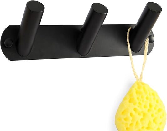 NINETREX Coat Rack Wall Mounted, Black Metal Coat Rack with 3 Coat Hooks Heavy Duty Coat Hanger Hooks Bag Hat Towel Rack for Entryway, Bathroom, Bedroom, Kitchen, and Hallway(Black,Round)