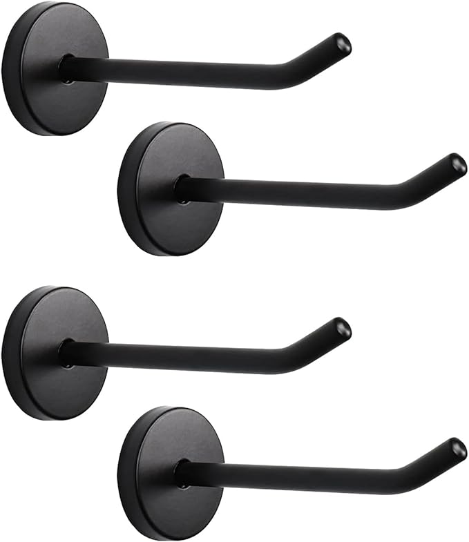 Coat Hook Towel Hooks Stainless Steel Heavy Duty Wall Hooks for Hanging Clothes Wall Mount Towel Holder for Bedroom Kitchen Closet 4" /100mm Length Black Brushed Surface -4pcs
