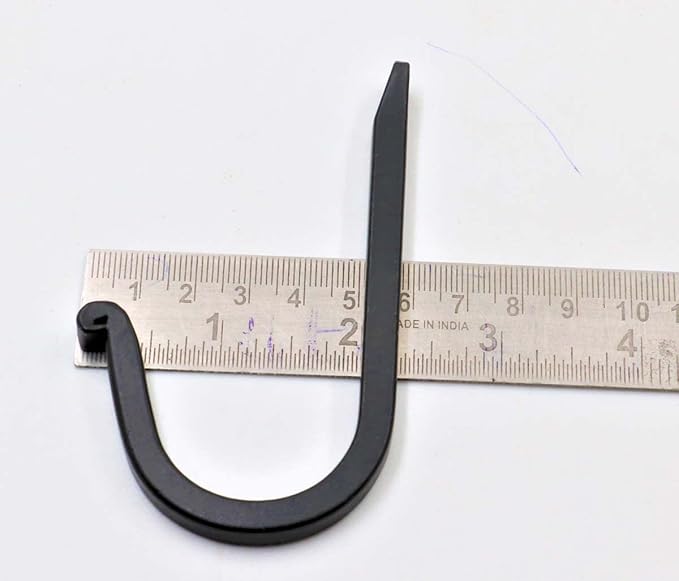 THDC Single Prong Wrought Iron Hooks, Vintage Hand Forged Iron Curved Metal Fasteners – Decorative Colonial Wall Décor, Heavy Duty Wall Hooks, Hangers for Keys, Coats, Robe, Bags, Home, Kitchen (4)
