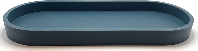 Happitasa Premium 12â x 5â Silicone Vanity Tray | Sink and Surface Organizer with Sturdy Non-Slip Base | Heat Safe, Dishwasher Safe (Smoky Blue)