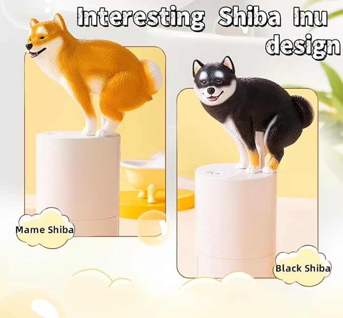 Fun Animal Series Foam Soap Dispenser-Shiba Inu,Pigeon,Shaped Foam Hand Washer,Automatic Soap Dispenser for Bathroom & Kitchen, Hilarious Gift for Kids, Adults (Shiba Inu Series (Black Shiba))