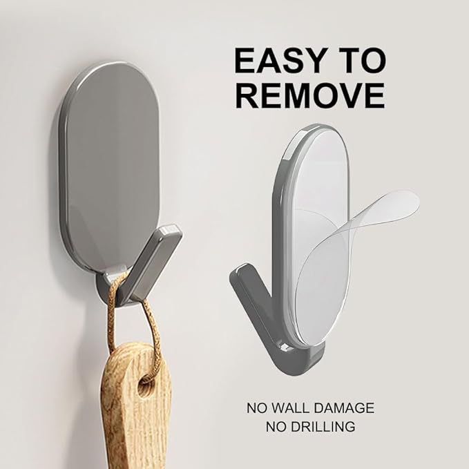 Koja 5-Pack Heavy Duty Self-Adhesive Hanging Hooks for Keys, Bathroom, Shower, Outdoor, Kitchen, Door, Home Improvement, Utility Room. - Grey
