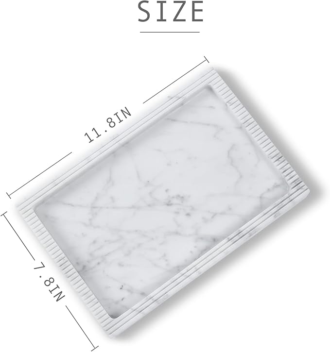 Marble Vanity Tray Guest Towel Holder Tray for Bathroom, Coffee Table Tray for Living Room Bathroom Hand Towel Tray, Napkin Holder for Bathroom,White Marble Tray