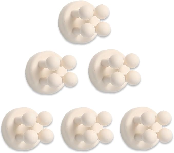 6 Pcs Silicone Waterproof Toothbrush Holders,Multi-Function Self Adhesive Hooks for Hanging Key Clothes Towel Cable for Kitchen Bathroom Home Office Mixed（6pcs White）