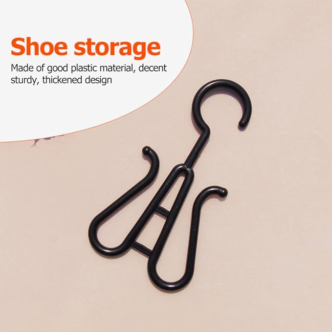 10Pcs Shoe Rack Shoes Hangers Drying Rack Towel Hook Double Hook Hanging Shoe Organizer for Home Kitchen Storage Black
