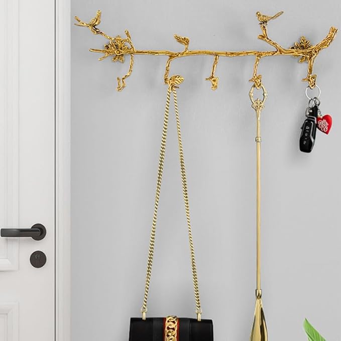 Brass Hanger Wall Mounted Long, 6 Hooks for Hanging Jackets, 20 inch Hook Rack, Hook Rail, Hanger Wall Mounted, Used for Clothes, Jackets, Hats, Gold