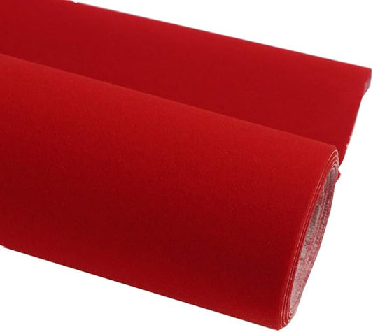 Taogift Self Adhesive Velvet Flock Shelf Drawer Liner for Dresser Cabinets Jewlery Displays Backsplash Arts Crafts Decor (Red, 17.7x98 Inches)