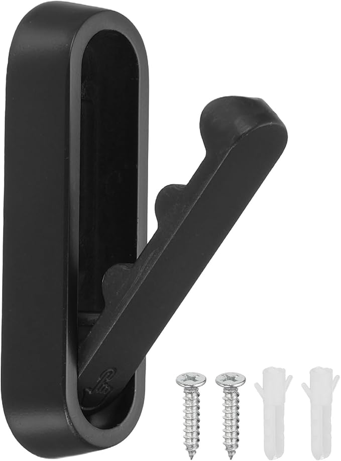 uxcell Foldable Wall Hooks, Aluminum Alloy Heavy Duty Wall Mounted Folding Coat Hooks with Mounting Accessories Space-Saving for Hanging Coat Towels Hat Bags, Oval, Matte Black