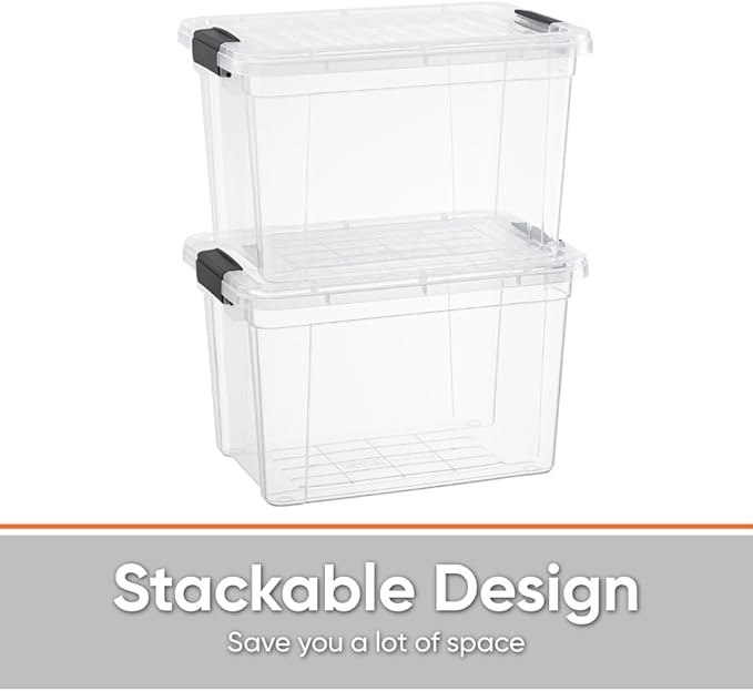 Superio Storage Bins with Lids- 10 Pack, 2.5 Qt Clear Boxes for Organizing, Stackable Plastic Containers- BPA Free, Non-Toxic, Odor Free, Organizer for Home, Office, Dorm