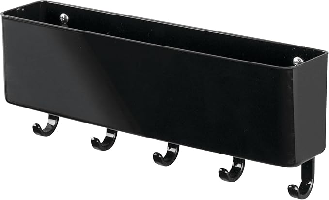 mDesign Mail, Letter Holder, Key Rack Organizer for Entryway, Kitchen - Wall Mount, Black