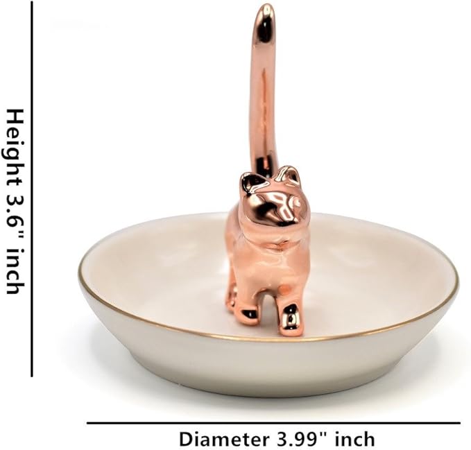 ROSA&ROSE Ring Holder Jewelry TrayâHandmade Cat Ring Dish,Romantic Gift for Her,Wedding,Birthday Gift for Girlfriend,Wife Personalized Jewelry Holder,Cute Cat Decor