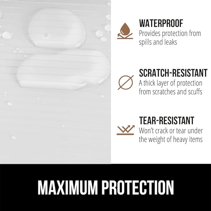 GORILLA GRIP DuraGuard Shelf Liner, 20x20 Non-Adhesive Cabinet Liners for Kitchen Drawers, Shelves, Refrigerator, Pantry Storage, Bathroom Closet, Durable Waterproof BPA Free Ribbed Plastic, White