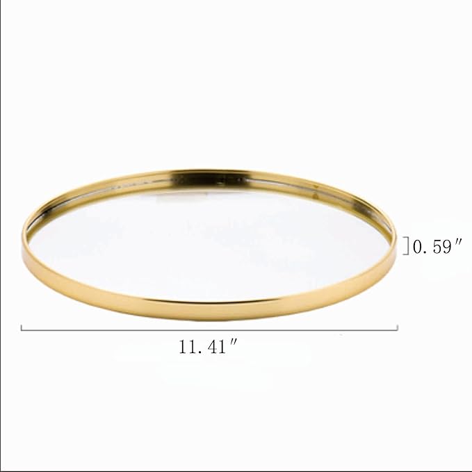 Perfum Trays,Gold Mirror Tray,Vanity Decorative Tray,Non Slip Hexagonal Perfume Organizer for Jewelry,Bathroom,Coffee Table (Round)