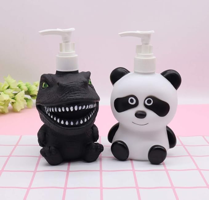 Dinosaur Panda Frog Cute Cartoon Animal Hand Soap Pump Lotion, Hand Soap, Shampoo, Shower Gel Dispenser, Suitable for Bathrooms, Kitchen Countertops, Bathroom Accessories (Panda)