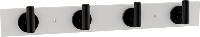 Franklin Brass Post (1-Pack) 16' Coat Rack Wall Mount Pure White Hat Rack with 4 Hooks Mounted Hanging Hook Rail for Clothes, Towels, Purses, Bags, Kitchen, Entry, Closet Organization B48030K-PFB-C