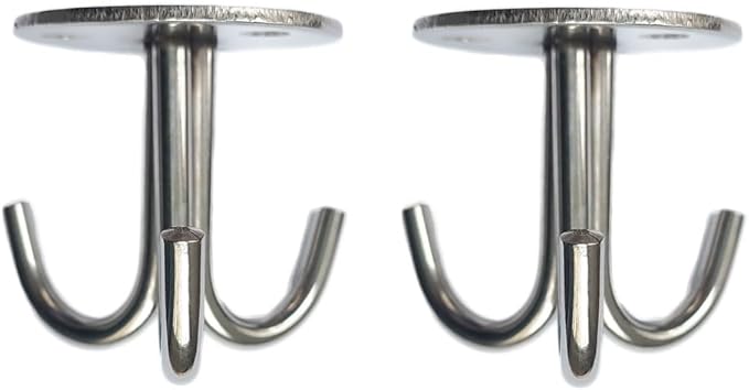 Stainless Steel Heavy Duty 3-Claw Coat Hook, Robe Hanger Ceiling Mount Hook, Towel Hook, Perfect Touch Your Bathroom, Bedroom, Closets, Wardrobe, Kitchen (2 PCS, Silver)