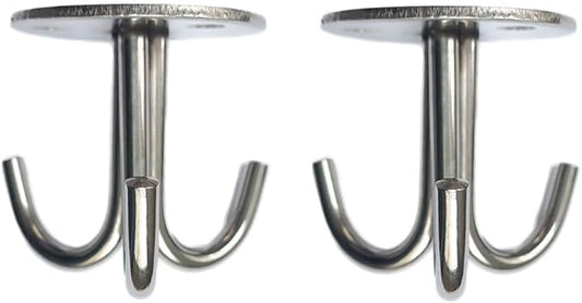 Stainless Steel Heavy Duty 3-Claw Coat Hook, Robe Hanger Ceiling Mount Hook, Towel Hook, Perfect Touch Your Bathroom, Bedroom, Closets, Wardrobe, Kitchen (2 PCS, Silver)