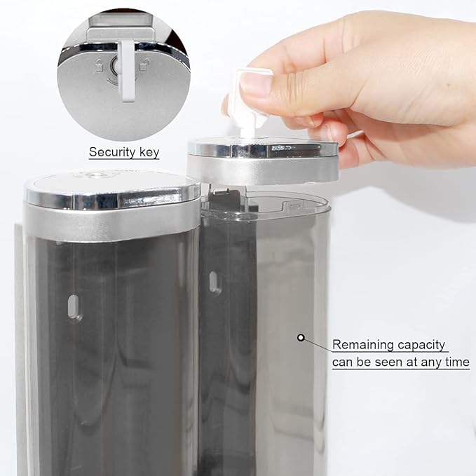 1-Chamber Soap Dispensers Wall Mount,400ml Bathroom Shower Pump Dispenser,Press Manually Lotion Shower Soap Dispenser Usefor Home,Bath,Kitchen,Hotels,Restaurants(Silver)