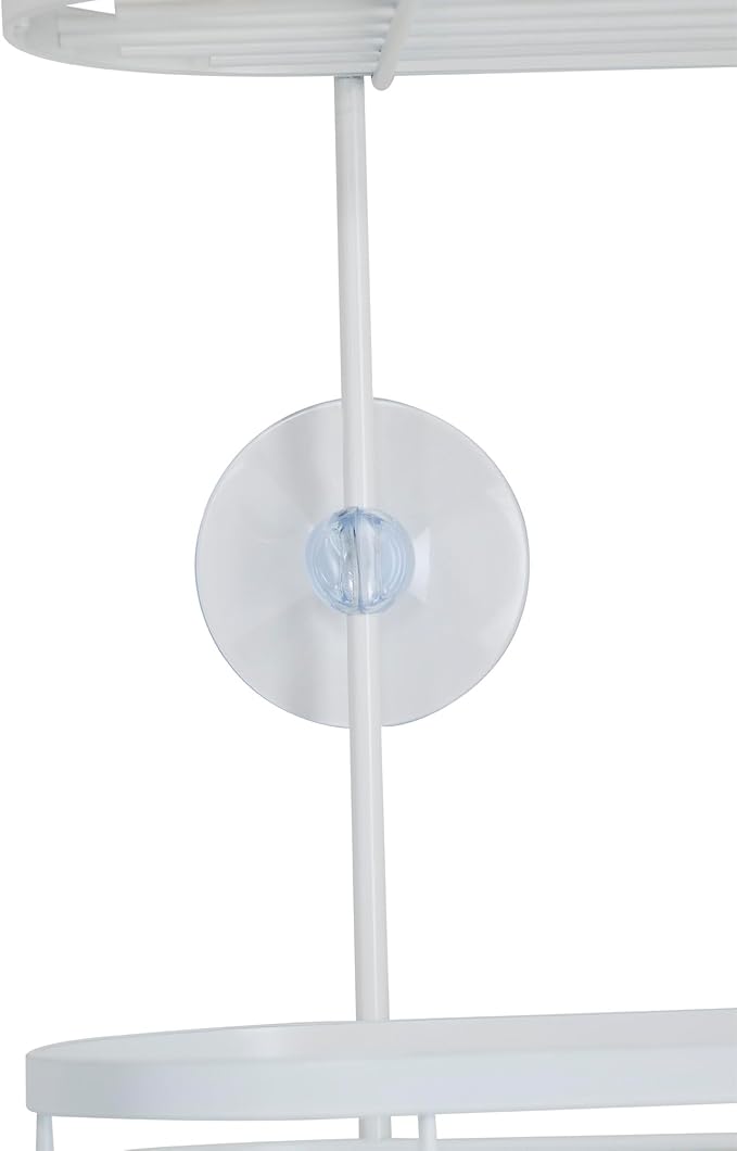 ACENTO Hanging Shower Caddy 3-Tier in Matte White, Bathroom Shower Organizer with Hooks & Suction Cups, and Soap Basket