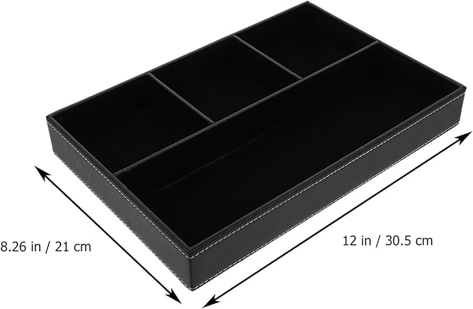Cabilock Desktop Storage Box 12X7.87X1.69In with Separate Tray Jewelry Organizer Sundry Holder for Keys Accessories and Small Items