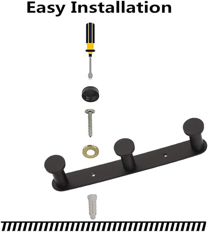 Big Big Home Black Towel Hook, Bathroom Robe Rack with 3 Hooks Matte Towel Hanger Coat Rack Wall Mount