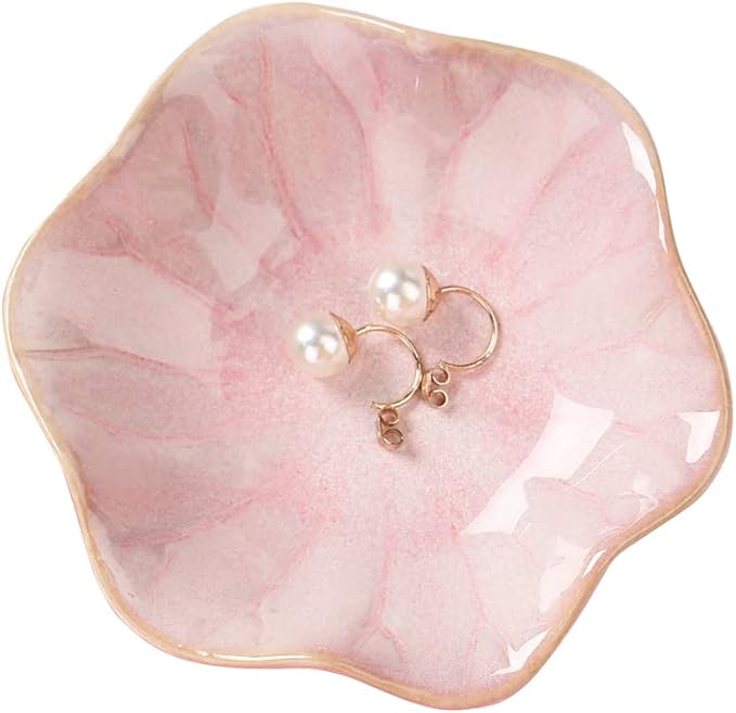 Ceramic Leaf Jewelry Dish, Pink Key Tray, Modern Jewelry Holder, Small Ring Dish, Trinket Tray, Nightstand Decor Room Decor