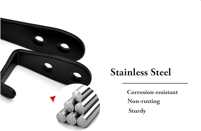 Coat Hooks Black, 6 Pack Jacket Hooks Wall Mounted Stainless Steel Single Robes Hook Heavy Duty, Large L Metal Hook for Entryway Kitchen Bedroom Bathroom Office Toilet