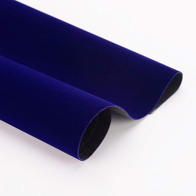 Taogift Self Adhesive Blue Velvet Shelf Liner Sticker Paper for Drawer Dresser Cabinets Jewlery Displays Backsplash Arts Crafts Decor (Blue, 17.7x98 Inches)