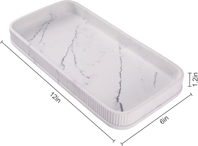 Bathroom Counter Tray Matte Vanity Tray Decor Perfume Trays Dresser Holder for Bathroom Countertop Jewelry Candle Soap Plant Towel Cosmetic Organizer Rectangle Large Serving Tray