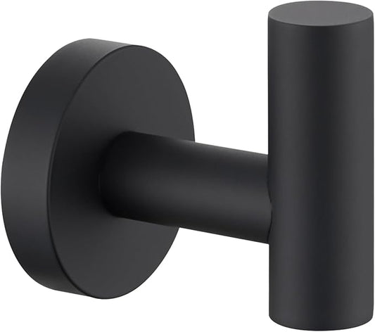 APLusee Towel Coat Hook Matte Black, 304 Stainless Steel Robe Hook, Bath Kitchen Contemporary Wall Mounted