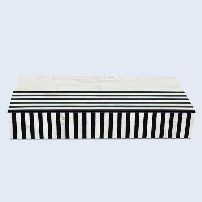 Handicrafts Home Large Decorative Storage Box 12x6– Coffee Table Organizer Box, Modern Home Décor Accent, Keepsake Memory Box, Jewelry Storage Box, Boho Decorative Box with Lid for Shelf, Mantle Decor