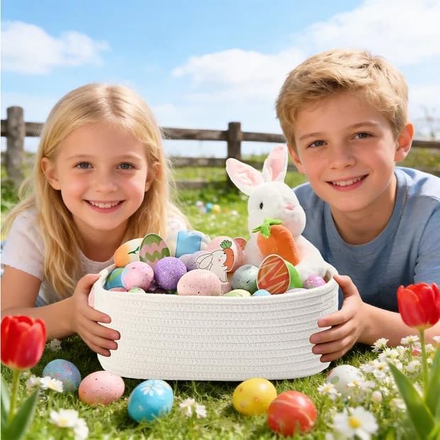 4 Pcs Storage Baskets for Organizing - Small Basket for Shelves, Easter Baskets for Kids or Gift Baskets Empty for Festivals