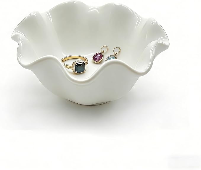 Flower Ring Dish Jewelry Tray, Cute Ceramic Jewelry Dish Tray, Room Decor Small Trinket Dish, Nightstand Ring Holder Dish, Bathroom Jewlery Plate Bowl for Earrings, Birthday Gifts for Women