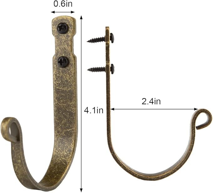 Wrought Iron Wall Mounted Hooks Heavy Duty Garage Storage Organizer Decorative Hanger for Home Garage Bathroom Kitchen Door Office Hanging Coat, Keys, Towel, Tools, Bags, Hat (Bronze)
