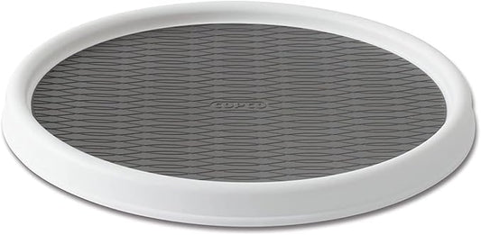 Copco Basics Non-Skid Pantry Cabinet Lazy Susan Turntable,12-Inch,White/Gray,(Pack of 6)