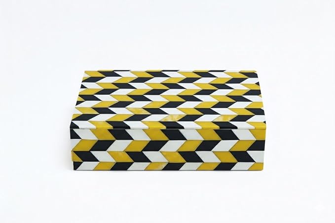 Decorative Storage Box, Handmade Chevron Pattern, Boho Style, Multipurpose Gift Box (zigzag, 12X5X3 Inch)