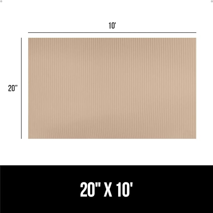 GORILLA GRIP DuraGuard Shelf Liner, Non-Adhesive Cabinet Liners for Kitchen Drawers, Shelves, Refrigerator, Pantry Storage, Bathroom Closet, Durable Waterproof BPA Free Ribbed Plastic, 20x10 Beige