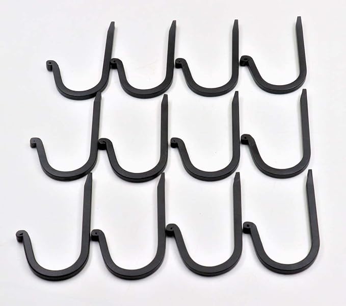 THDC Single Prong Wrought Iron Hooks, Vintage Hand Forged Iron Curved Metal Fasteners – Decorative Colonial Wall Décor, Heavy Duty Wall Hooks, Hangers for Keys, Coats, Robe, Bags, Home, Kitchen (12)