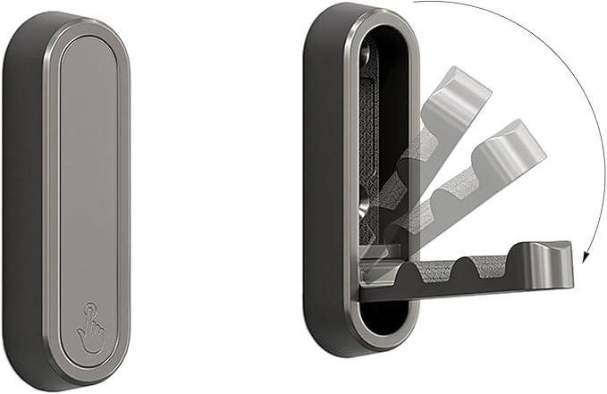 2PCS Folding Coat Hooks, Heavy Duty Wall Hooks Made of Zinc Alloy, Foldable Wall Hooks for Hanging Coats, Scarves, Hats, Bathrobes, Keys, Bags(Gray)