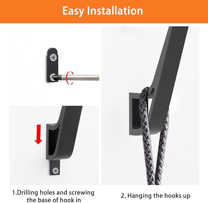 Coat Hooks Wall Mounted(Invisiable Screws), 6 PCs Wall Hooks for Hanging Coats, Scarves, Bags, Keys, Hats, Purses, Towel Hooks for Kitchen, Bathroom, Door, Cabinet, Hallways, Bedrooms (Black, 6 Packs)