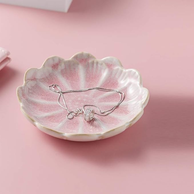 jewelry dish, flower shape ring dish, pink earring tray, cute jewelry holder, key bowl, flower pink